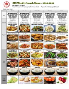 CIS Lunch Menu @ New Cafeteria in Oct 2022 (1) | EFI